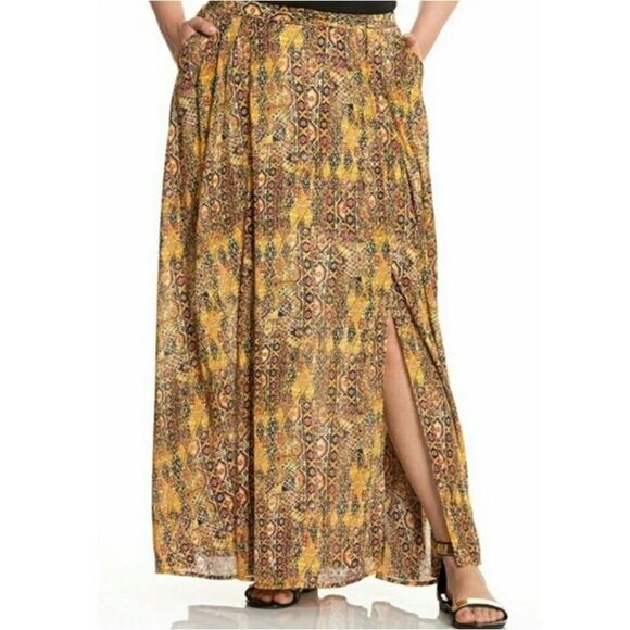 Lane Bryant Gold Yellow Black Snakeskin Print Maxi Skirt 14/16 NWT (4751) - Picture 1 of 8